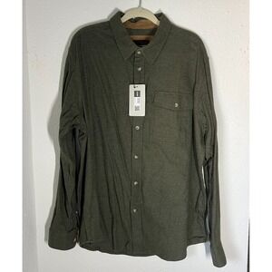 CQR Flannel Shirt Mens Medium‎ Green Brushed Cotton Button Up Long Sleeve Sz XL